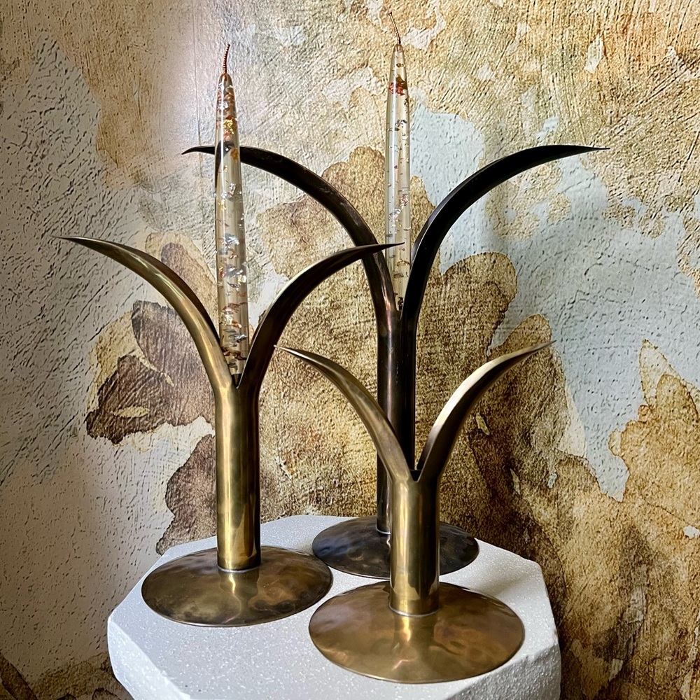 Trio of MCM style candlesticks